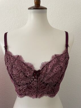 Victoria's Secret Lingerie Push Up Bra Floral Lace Metallic Romantic Whimsigoth
